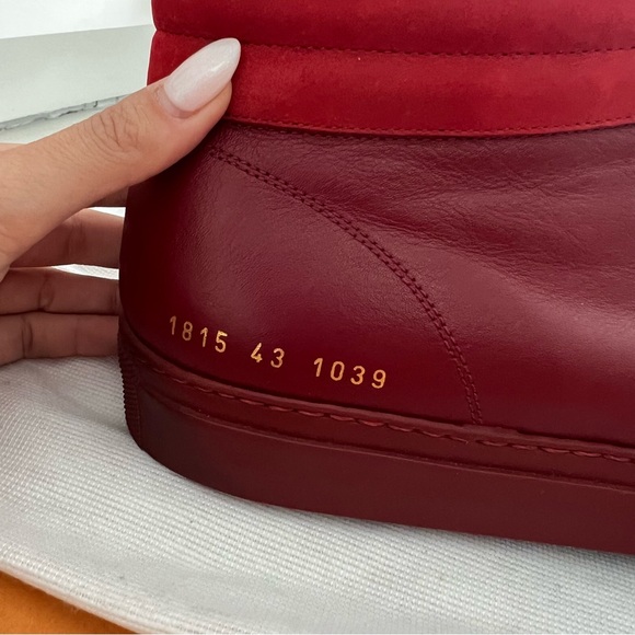 Red high top common projects leather sneakers - Picture 2 of 7